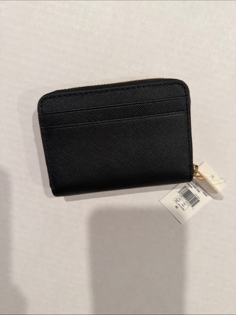 Michael Kors Black Saffiano Zip Card Holder with Gold Logo - Picture 2 of 3